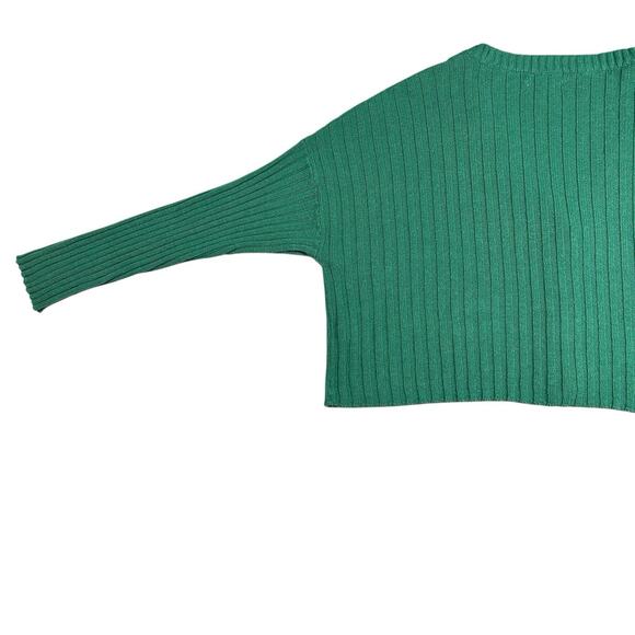 AMERICAN EAGLE Womens Sz XL Green Boxy Cropped Knit Ribbed Cardigan Sweater - Picture 9 of 16